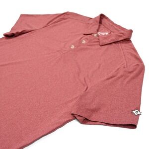 Burlebo Men's Medium Red Heathered Performance Short Sleeve Polo Shirt Golf